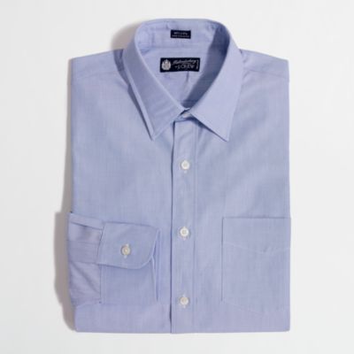 Factory point-collar end-on-end dress shirt