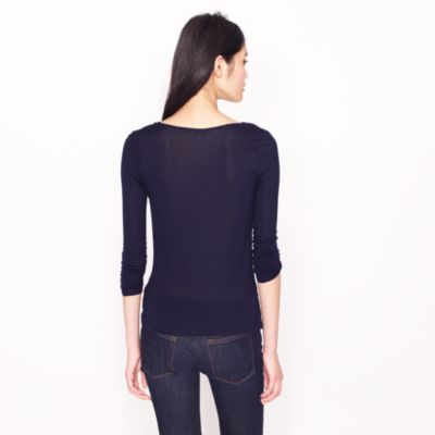 Three-quarter sleeve cowlneck tee