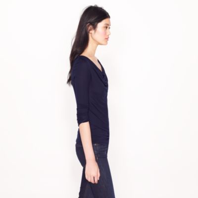 Three-quarter sleeve cowlneck tee