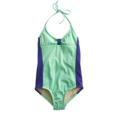 Girls' tie-back halter tank in side stripe