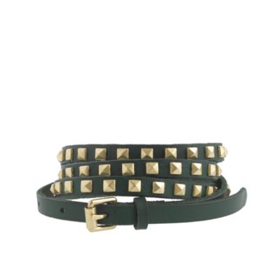 Studded leather skinny belt