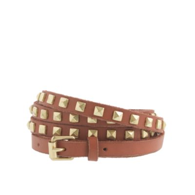 Studded leather skinny belt