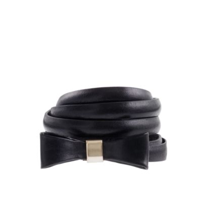 Leather bow skinny belt