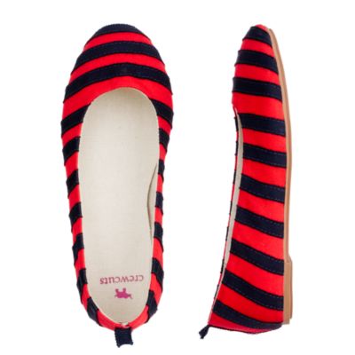 Girls' mini-stripe grosgrain ballet flats