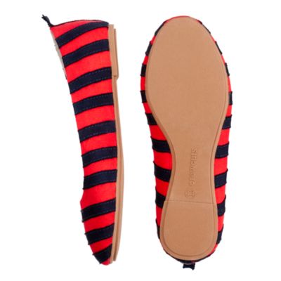 Girls' mini-stripe grosgrain ballet flats