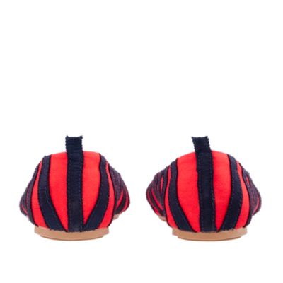 Girls' mini-stripe grosgrain ballet flats