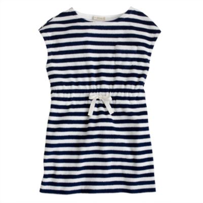 Girls' terry pocket dress in stripe