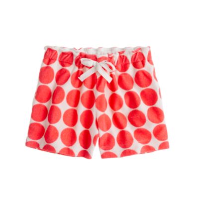 Girls' terry drawstring short in big dot