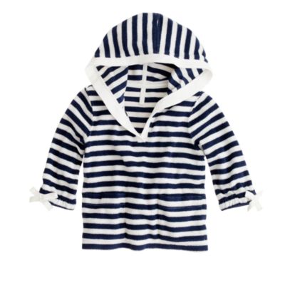 Girls' terry V-neck hoodie in stripe