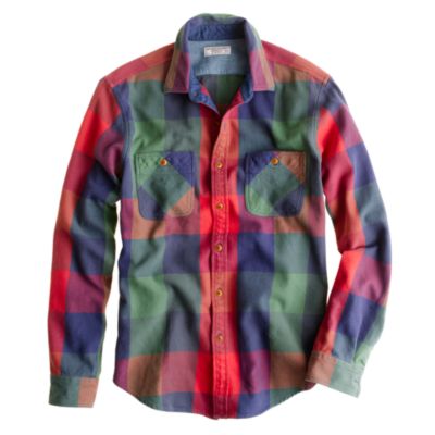 Wallace & Barnes heavyweight flannel shirt in multi plaid
