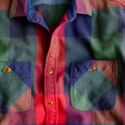 Wallace & Barnes heavyweight flannel shirt in multi plaid