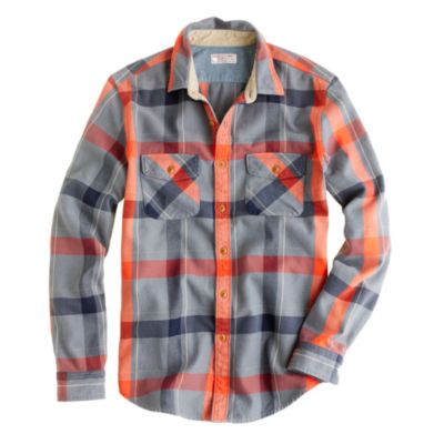 Wallace & Barnes heavyweight flannel shirt in faded plaid