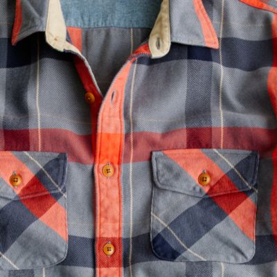 Wallace & Barnes heavyweight flannel shirt in faded plaid