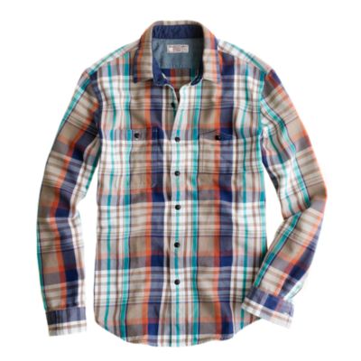 Wallace & Barnes heavyweight flannel shirt in barley plaid