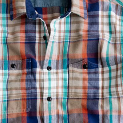 Wallace & Barnes heavyweight flannel shirt in barley plaid