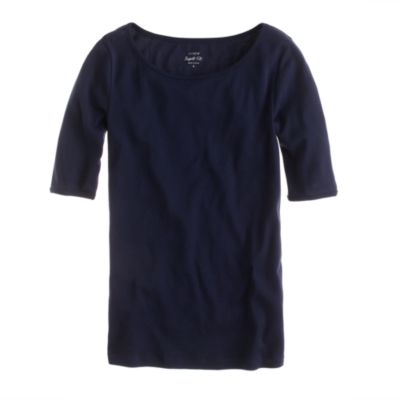 Perfect-fit boatneck button tee