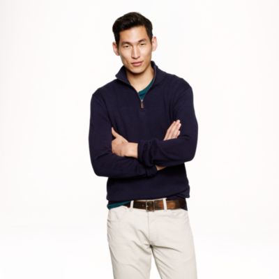 Tall cotton-cashmere half-zip sweater