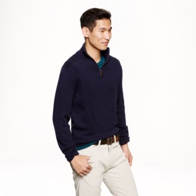 Tall cotton-cashmere half-zip sweater
