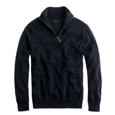 Tall cotton-cashmere half-zip sweater