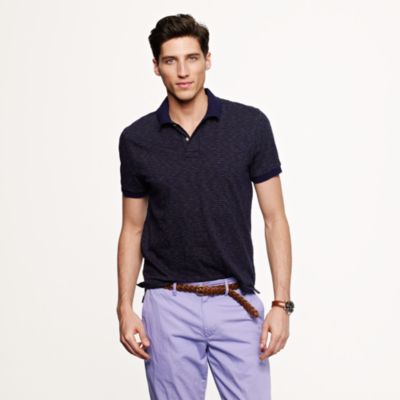 Slub jersey polo in Gatlin green stripe