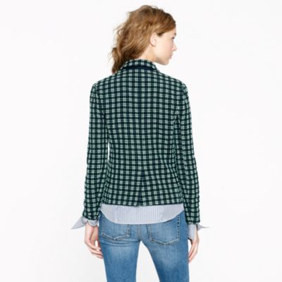 Shrunken blazer in embroidered plaid