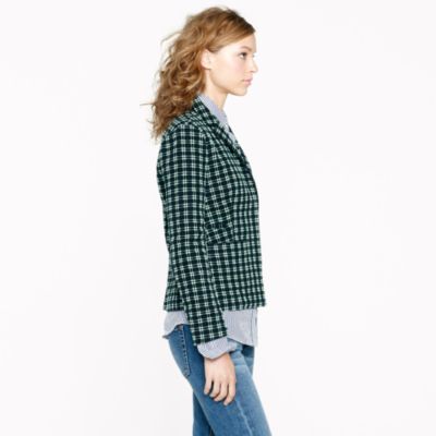 Shrunken blazer in embroidered plaid