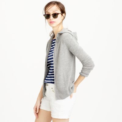 Cashmere zip-front hoodie