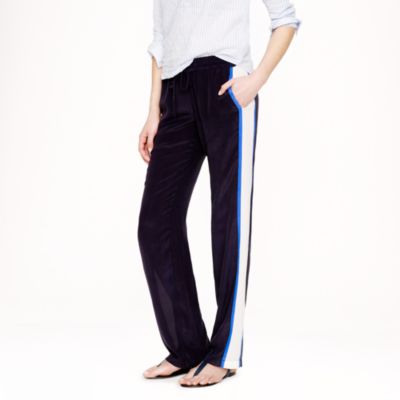 Silk crepe colorblock pant