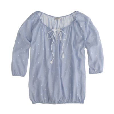 Chambray dot peasant top