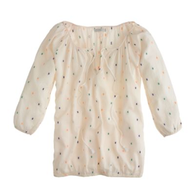 Chambray dot peasant top