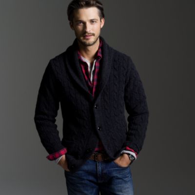 Wool-cashmere cable cardigan