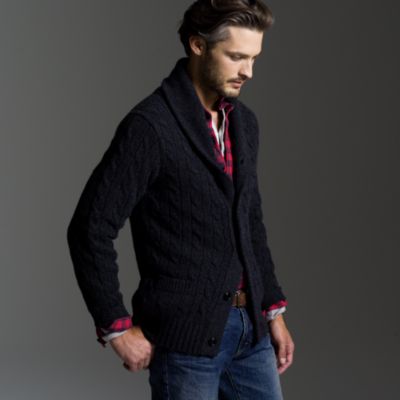 Wool-cashmere cable cardigan