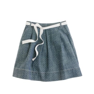 Girls' pindot chambray skirt