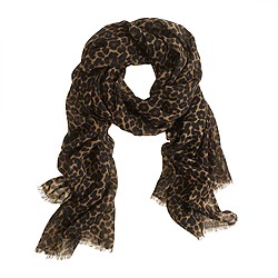 Animal-print wool scarf