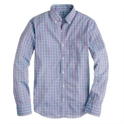 Slim Secret Wash shirt in green plaid