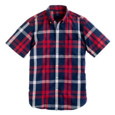 Lightweight short-sleeve shirt in vintage navy plaid