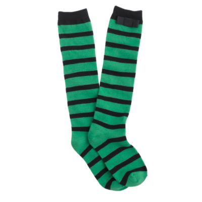 Girls' stripe with bow knee-highs