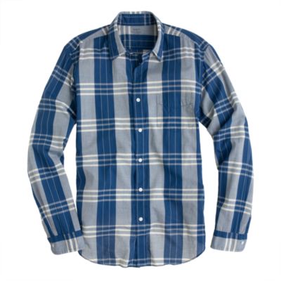 Lightweight chambray shirt in veranda blue plaid