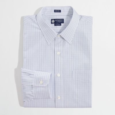 Factory point-collar dress shirt in small tattersall