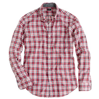 Tartan shirt in vintage barn and white