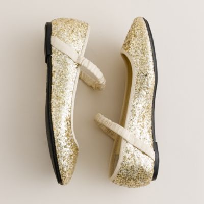 Girls' glitter ballet flats