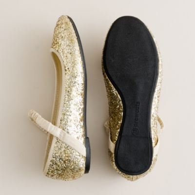 Girls' glitter ballet flats