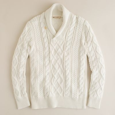 Cotton fisherman-knit cable sweater