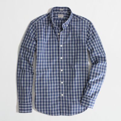 Factory slim washed shirt in plaid