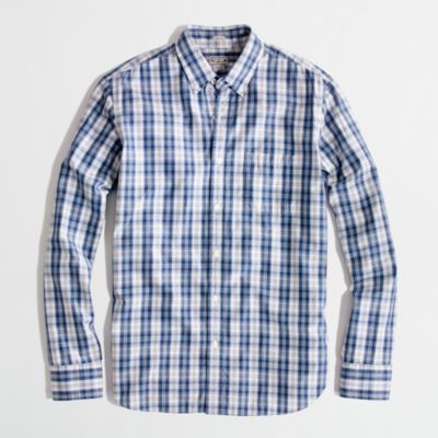 Factory slim washed shirt in plaid