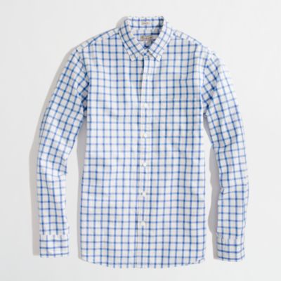 Factory slim washed shirt in plaid