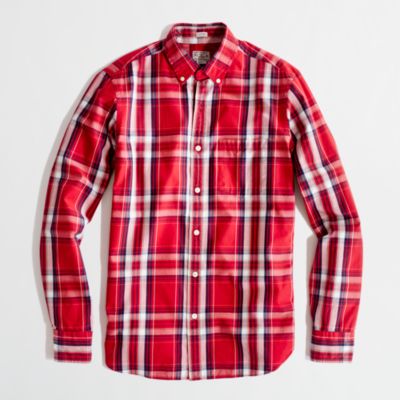 Factory slim washed shirt in plaid