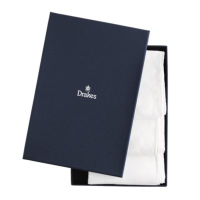 Drake's&reg; white linen solid handkerchief<BulletPoint></BulletPoint>