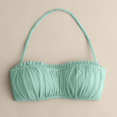 D-cup shirred ruffle bandeau top