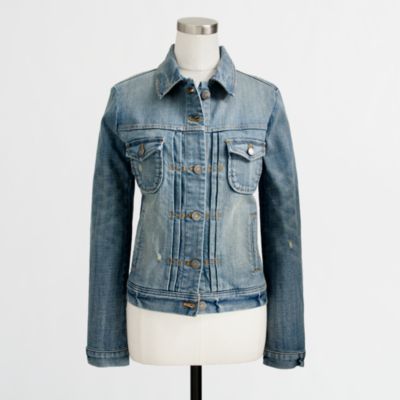 Factory denim jacket in antique sanded blue wash